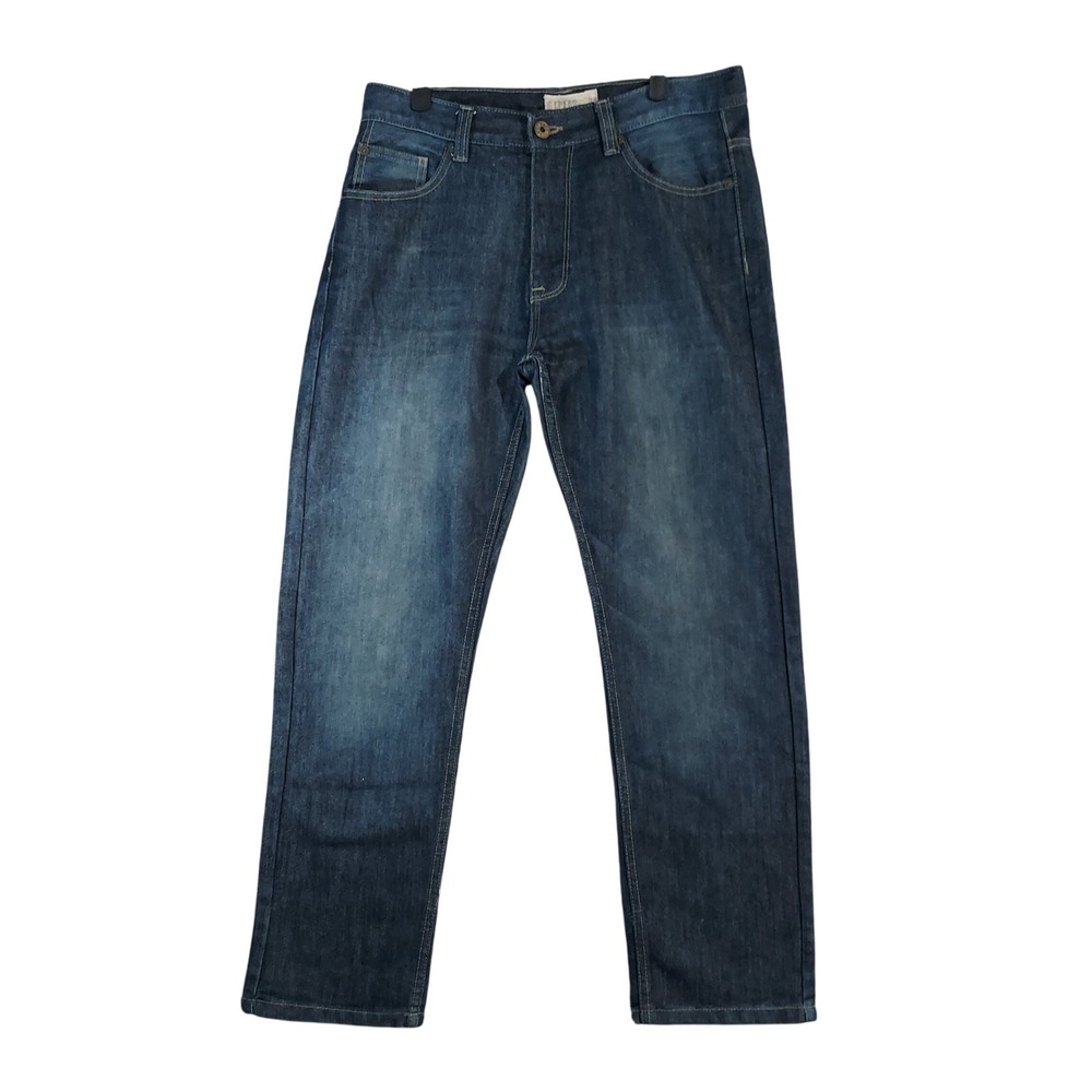 Free Planet Jeans Mens 33x30 Dark Blue Straight FJ9C45Q8 Striped Pocket Detail